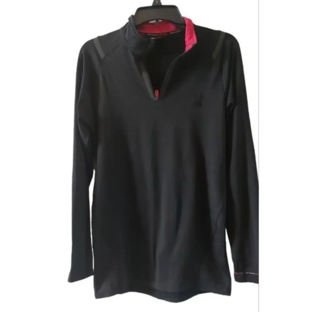 Spyder Active Pro Web Mens‎ Black 1/4 Zip Fleece Lined Pullover Sweater Size M